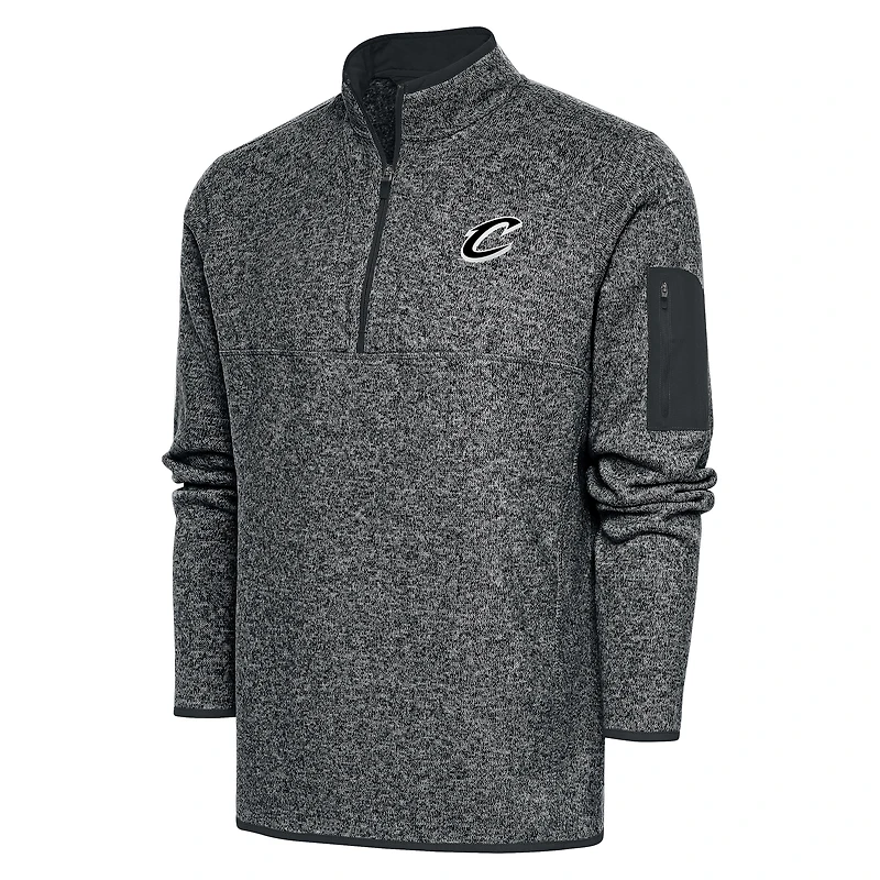 Men's Antigua Heather Gray Cleveland Cavaliers Metallic Logo Big & Tall Fortune Quarter-Zip Jacket
