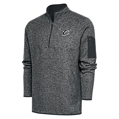 Men's Antigua Heather Gray Cleveland Cavaliers Metallic Logo Big & Tall Fortune Quarter-Zip Jacket