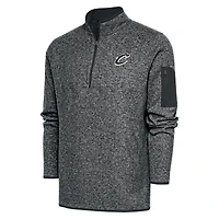 Men's Antigua Heather Gray Cleveland Cavaliers Metallic Logo Big & Tall Fortune Quarter-Zip Jacket