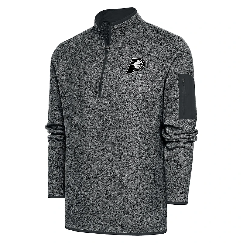 Men's Antigua Heather Gray Indiana Pacers Metallic Logo Big & Tall Fortune Quarter-Zip Jacket