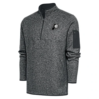 Men's Antigua Heather Gray Indiana Pacers Metallic Logo Big & Tall Fortune Quarter-Zip Jacket