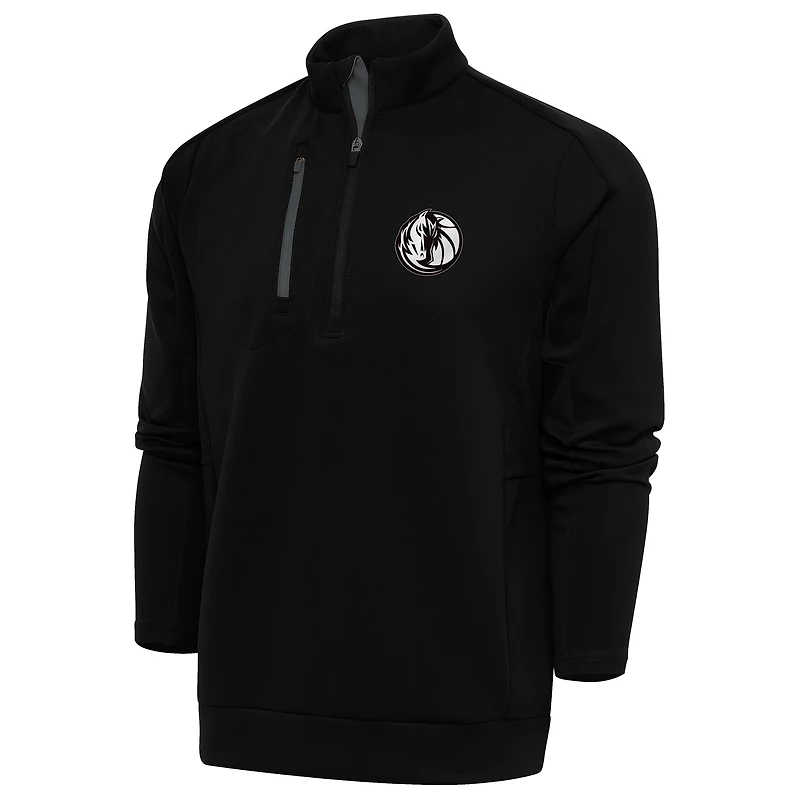 Men's Antigua Black Dallas Mavericks Metallic Logo Generation Quarter-Zip Top