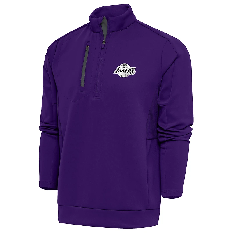 Men's Antigua Purple Los Angeles Lakers Metallic Logo Generation Quarter-Zip Top
