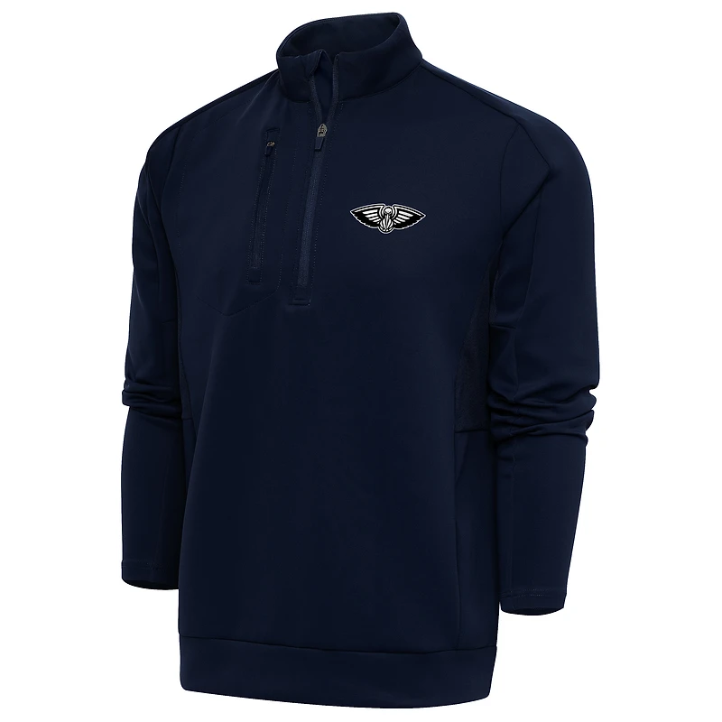 Men's Antigua Navy New Orleans Pelicans Big & Tall Metallic Logo Generation Quarter-Zip Top