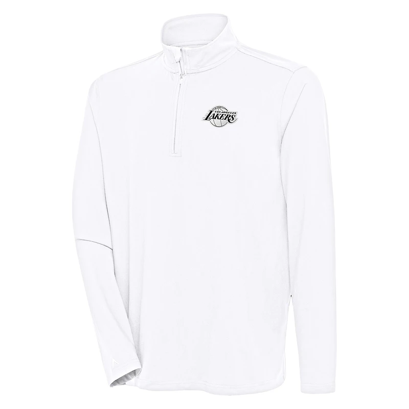 Men's Antigua White Los Angeles Lakers Hunk Quarter-Zip Top
