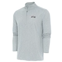 Men's Antigua Heather Gray Los Angeles Lakers Hunk Quarter-Zip Top