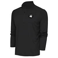 Men's Antigua Charcoal Boston Celtics Metallic Logo Tribute Quarter-Zip Top