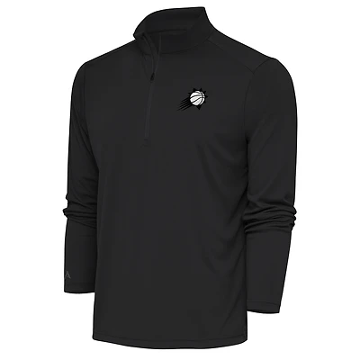 Men's Antigua Charcoal Phoenix Suns Metallic Logo Tribute Quarter-Zip Top