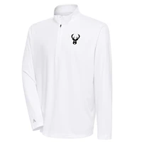 Men's Antigua Milwaukee Bucks Metallic Logo Tribute Quarter-Zip Top