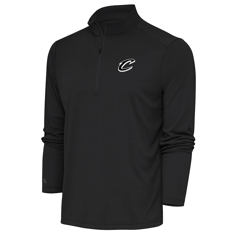 Men's Antigua Charcoal Cleveland Cavaliers Metallic Logo Tribute Quarter-Zip Top