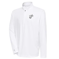 Men's Antigua White Miami Heat Metallic Logo Tribute Quarter-Zip Top