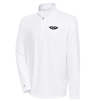 Men's Antigua White New Orleans Pelicans Metallic Logo Tribute Quarter-Zip Top
