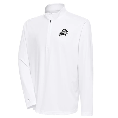 Men's Antigua White Phoenix Suns Metallic Logo Tribute Quarter-Zip Top