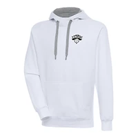 Men's Antigua New York Knicks Metallic Logo Victory Raglan Pullover Hoodie