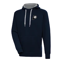 Men's Antigua Navy Indiana Pacers Metallic Logo Victory Raglan Pullover Hoodie