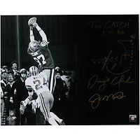 Joe Montana & Dwight Clark San Francisco 49ers Dual-Signed 16" x 20" Black & White The Catch Photograph with "The Catch 1.10.82" Inscription and Diagram of the Play