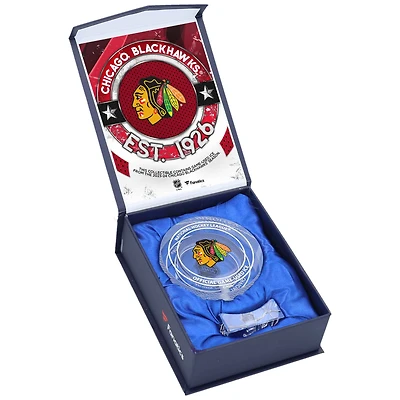 Chicago Blackhawks Crystal Puck - Filled with Home Ice from the 2023-24 Season