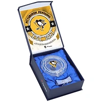 Pittsburgh Penguins Crystal Puck - Filled with Home Ice from the 2023-24 Season