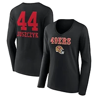 Women's Kyle Juszczyk Black San Francisco 49ers Wordmark Player Name & Number Long Sleeve V-Neck T-Shirt