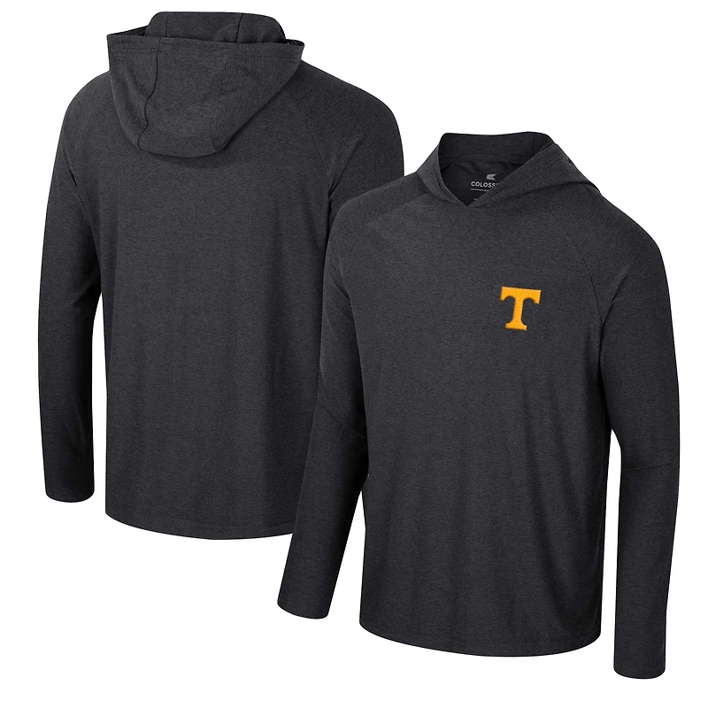Men's Colosseum Black Tennessee Volunteers Cloud Jersey Raglan Long Sleeve Hoodie T-Shirt