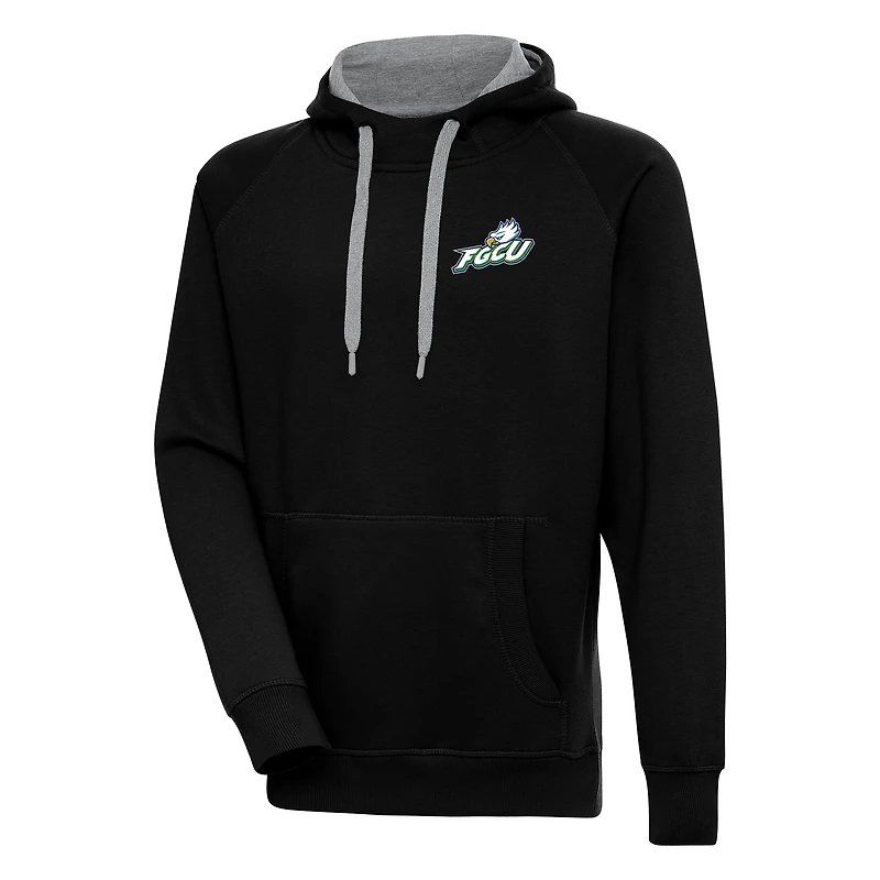 Men's Antigua Black Florida Gulf Coast Eagles Victory Pullover Hoodie