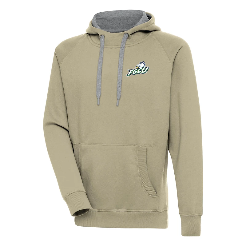 Men's Antigua Khaki Florida Gulf Coast Eagles Victory Pullover Hoodie
