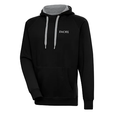 Men's Antigua Black Emory Eagles Victory Pullover Hoodie