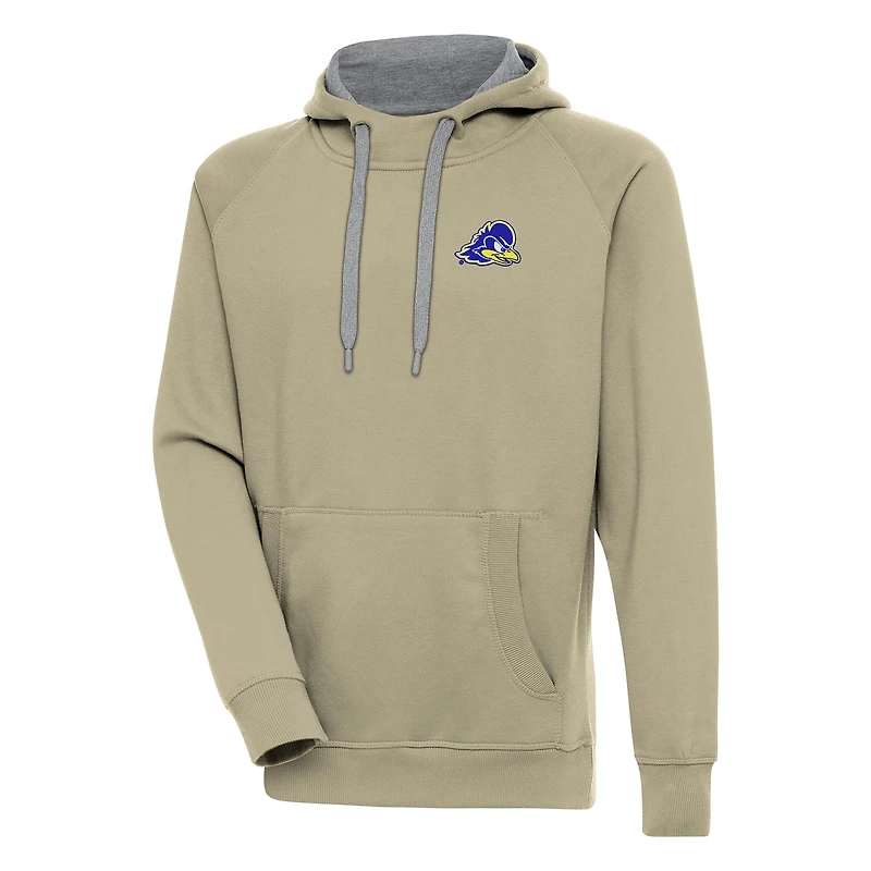 Men's Antigua Khaki Delaware Fightin' Blue Hens Victory Pullover Hoodie