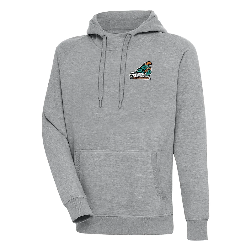 Men's Antigua  Heather Gray Coastal Carolina Chanticleers Victory Pullover Hoodie