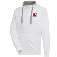 Men's Antigua  White Boston University Victory Full-Zip Hoodie