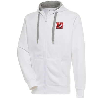 Men's Antigua White Boston University Victory Full-Zip Hoodie