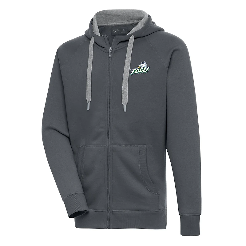 Men's Antigua  Charcoal Florida Gulf Coast Eagles Victory Full-Zip Hoodie
