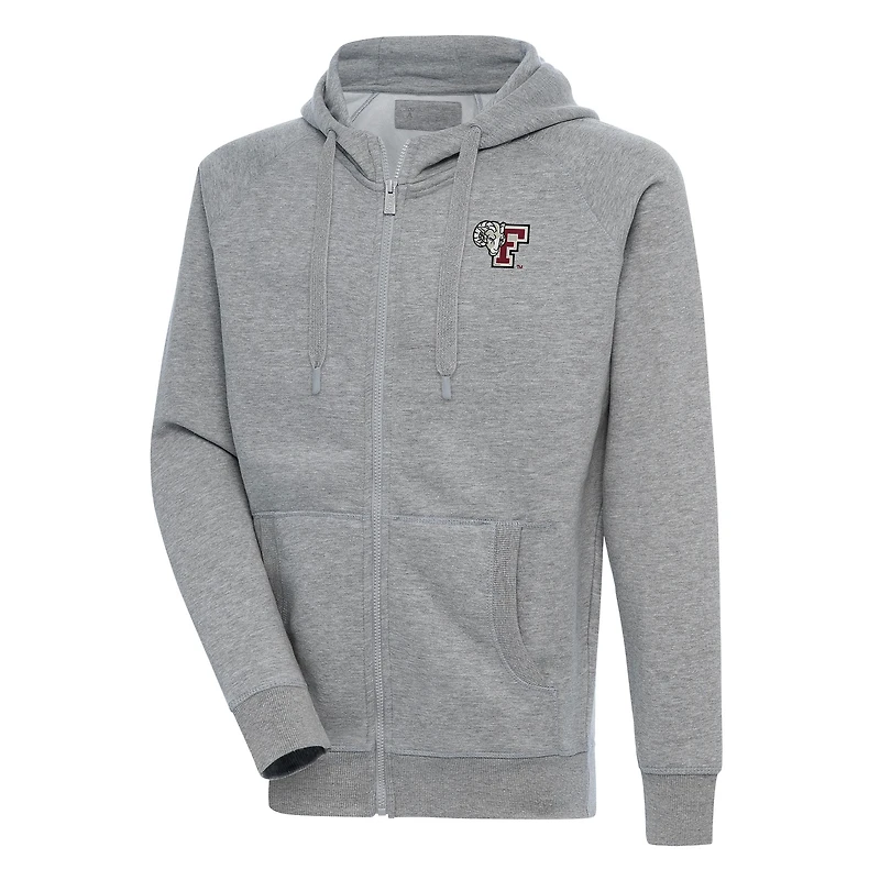 Men's Antigua Heather Gray Fordham Rams Victory Full-Zip Hoodie