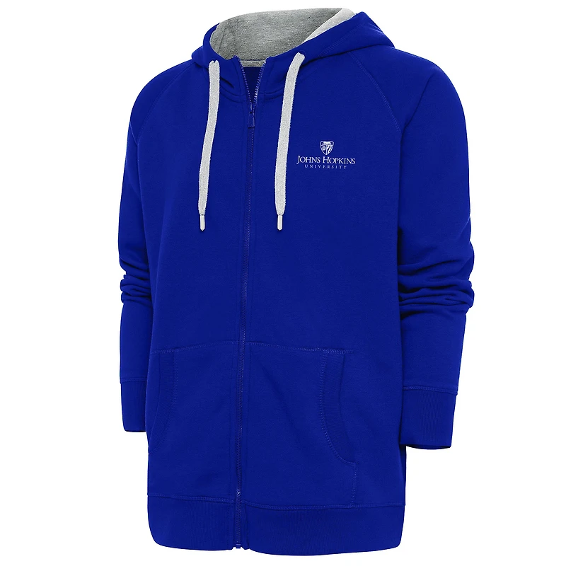 Men's Antigua Royal Johns Hopkins Blue Jays Victory Full-Zip Hoodie