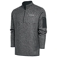 Men's Antigua  Heather Charcoal Emory Eagles Fortune Quarter-Zip Pullover Jacket
