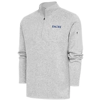 Men's Antigua  Heather Gray Emory Eagles Fortune Quarter-Zip Pullover Jacket