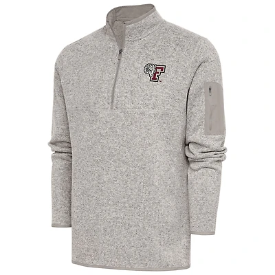 Men's Antigua Oatmeal Fordham Rams Fortune Quarter-Zip Pullover Jacket