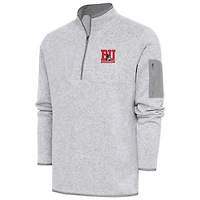 Men's Antigua  Heather Gray Boston University Fortune Quarter-Zip Pullover Jacket