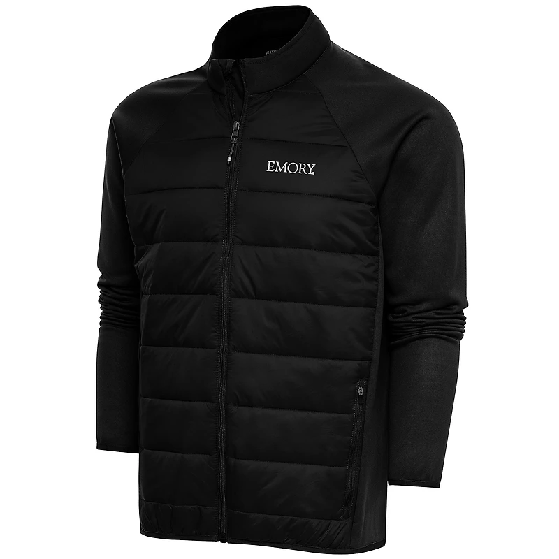 Men's Antigua Black Emory Eagles Altitude Quilted Full-Zip Jacket