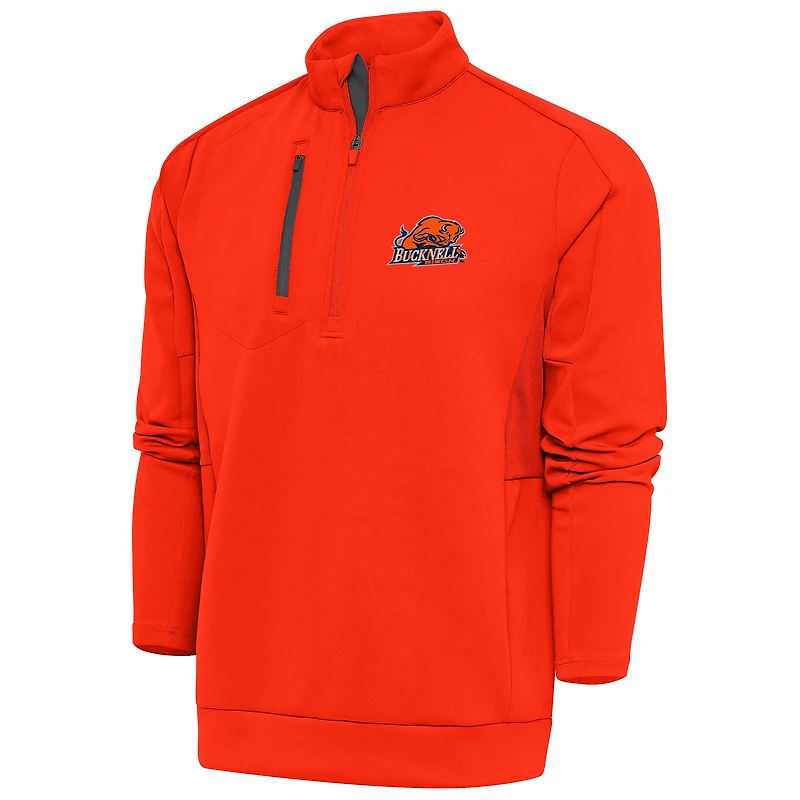 Men's Antigua Orange Bucknell Bison Generation Quarter-Zip Pullover Top