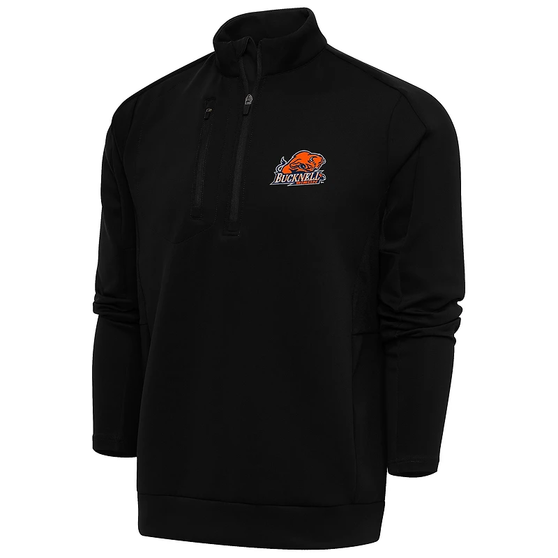 Men's Antigua Black Bucknell Bison Generation Quarter-Zip Pullover Top
