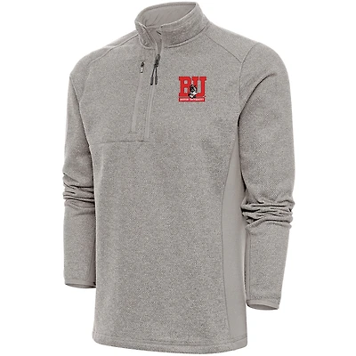 Men's Antigua  Oatmeal Boston University Course Quarter-Zip Top