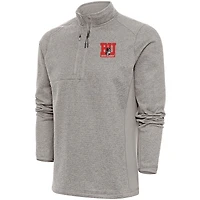 Men's Antigua  Oatmeal Boston University Course Quarter-Zip Top