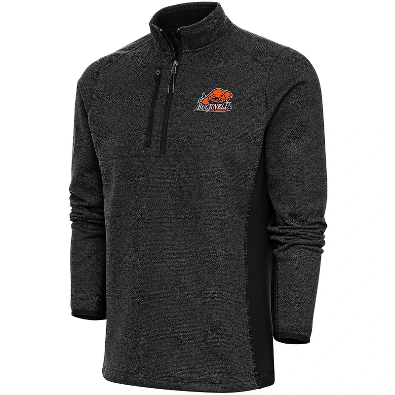 Men's Antigua  Heather Black Bucknell Bison Course Quarter-Zip Top
