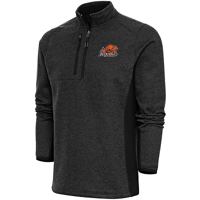 Men's Antigua  Heather Black Bucknell Bison Course Quarter-Zip Top