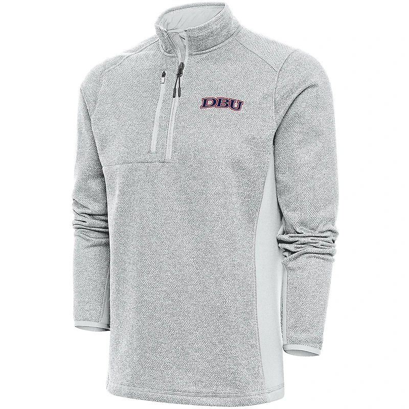 Men's Antigua  Gray Dallas Baptist Patriots Course Quarter-Zip Top