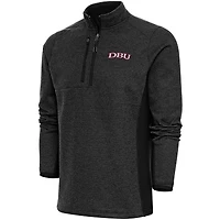 Men's Antigua  Heather Black Dallas Baptist Patriots Course Quarter-Zip Top