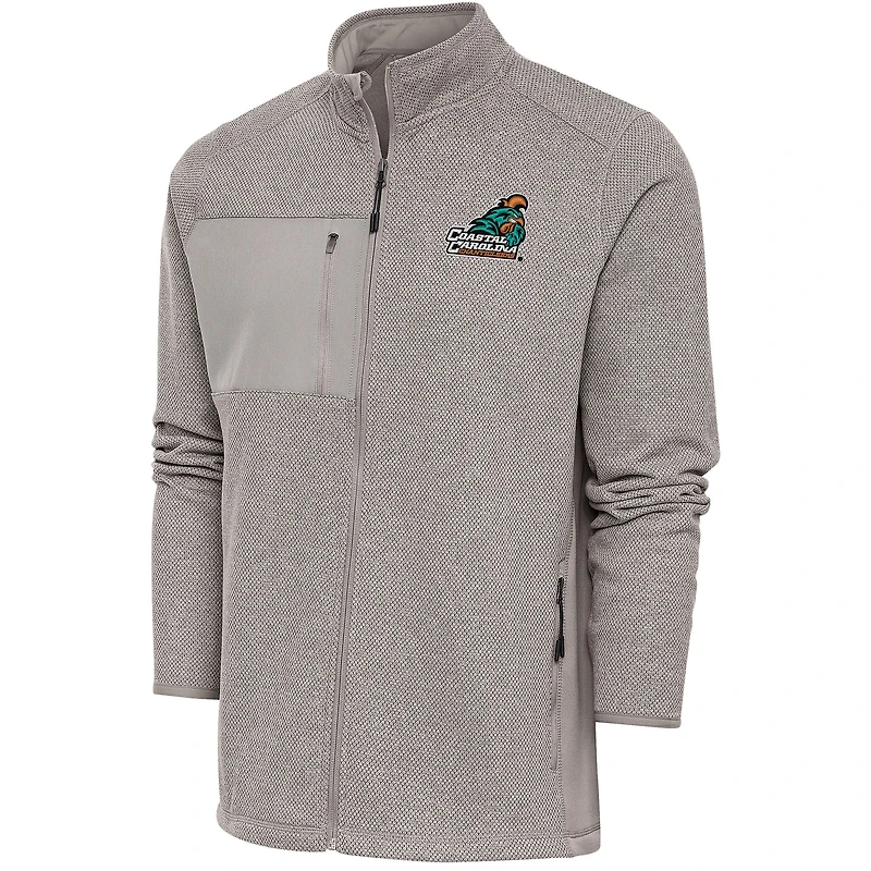 Men's Antigua Oatmeal Coastal Carolina Chanticleers Course Full-Zip Jacket