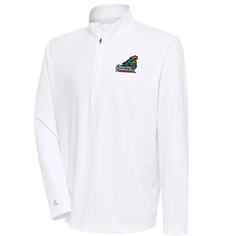 Men's Antigua White Coastal Carolina Chanticleers Tribute Quarter-Zip Top