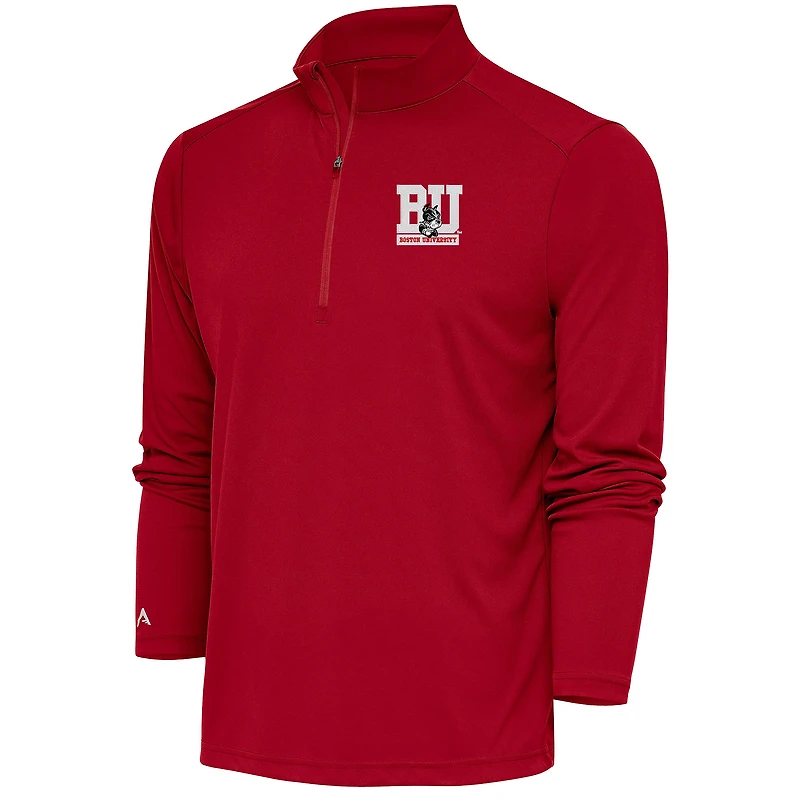 Men's Antigua Scarlet Boston University Tribute Quarter-Zip Top